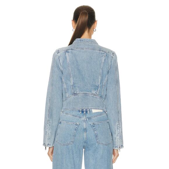 NWT GRLFRND Ash Racer Denim Jacket Angeles CrestLarge Moto - Picture 3 of 13